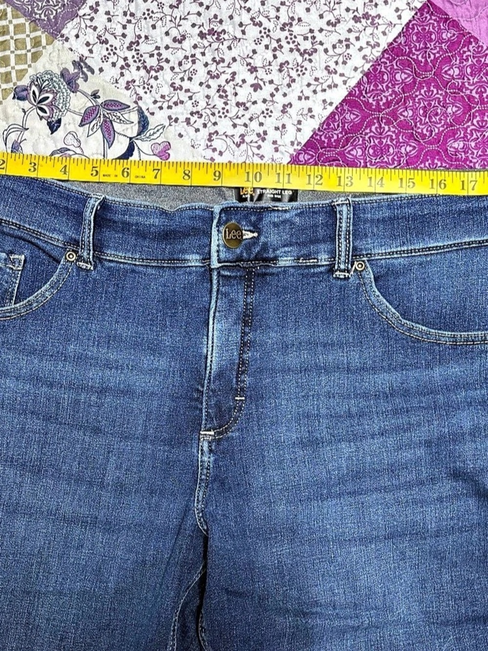 Lee Plus Slim Fit Straight Leg Mid Rise Blue Jeans 20W Long - Picture 5 of 6